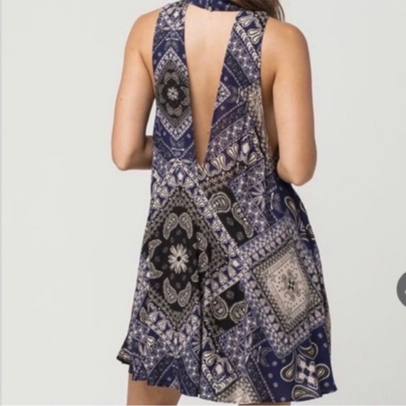 Free People Black and Navy Paisley Dress - Picture 2 of 4